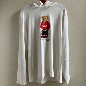 Polo Ralph Lauren Bear Hoodie Mens Long Sleeve Lightweight Pullover Size Large